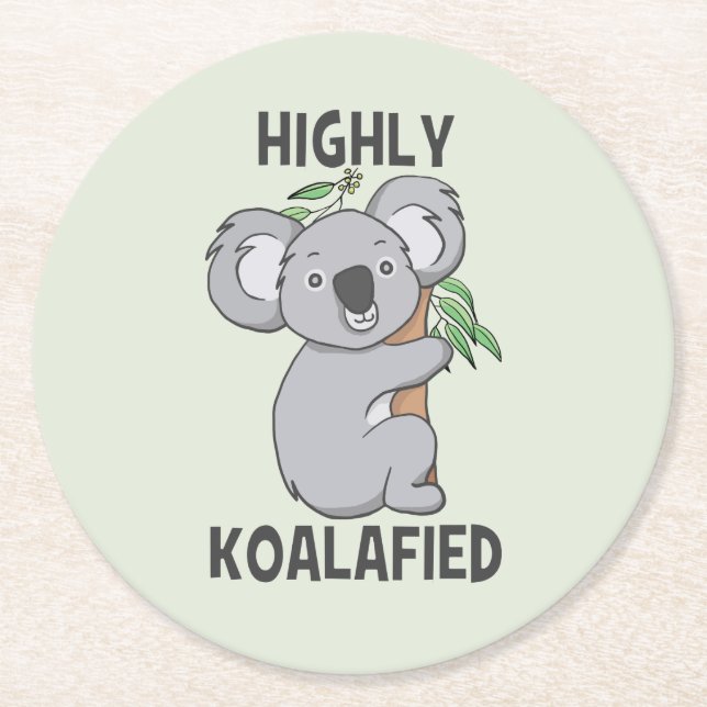 Posavasos Redondo De Papel Highly Koalafied Koala (Anverso)