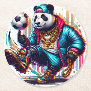 Posavasos Redondo De Papel Hip Hop Panda Fútbol Fútbol Americano Deportes de 