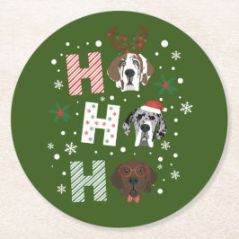 Posavasos Redondo De Papel Ho Ho Ho Ho Great Dane Feliz Navidad