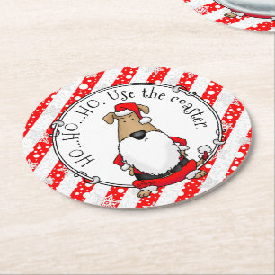 Posavasos Redondo De Papel HO HO HO Muy Gracioso Santa Costume Perro Sarcásti