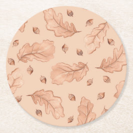 Posavasos Redondo De Papel Hojas de otoño