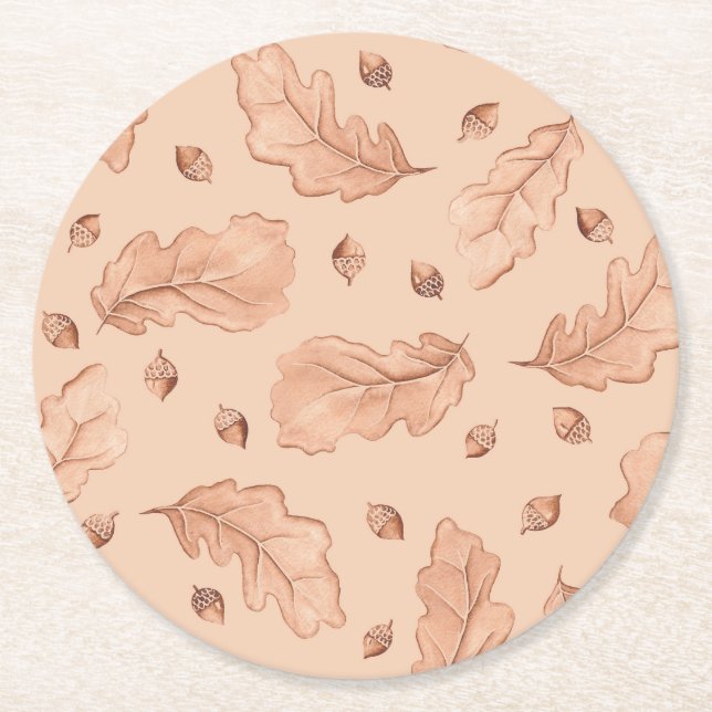 Posavasos Redondo De Papel Hojas de otoño (Anverso)