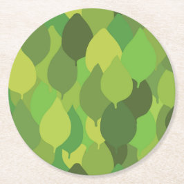 Posavasos Redondo De Papel Hojas frondosas alegres - patrón de superficie sin