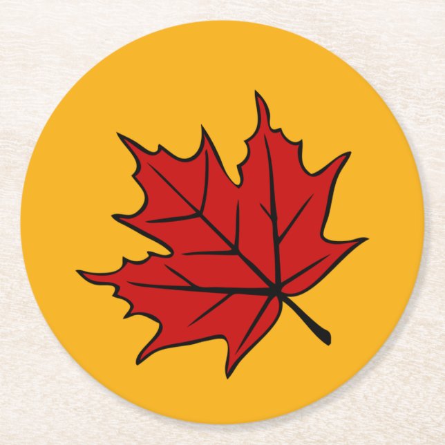 Posavasos Redondo De Papel Hojas otoñales (Anverso)