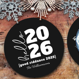 Posavasos Redondo De Papel Hola Año Nuevo audaz Personalizado blanco negro no