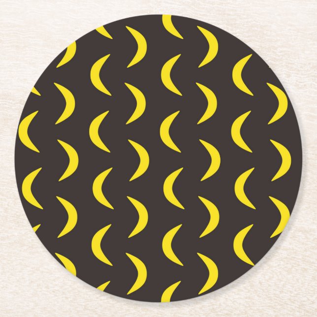 Posavasos Redondo De Papel Hola Luna Amarilla - sin fisuras patrón de Hallowe (Anverso)