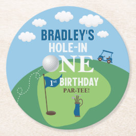 Posavasos Redondo De Papel Hole In One Golf Primer Fiesta De Cumpleaños