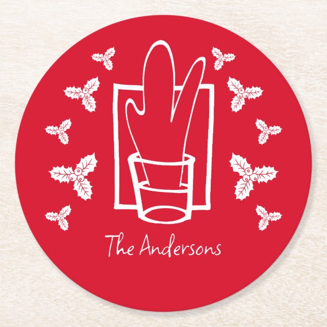 Posavasos Redondo De Papel Holly y un vaso de resplandor (Anverso)