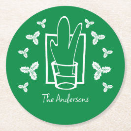 Posavasos Redondo De Papel Holly y un vaso de resplandor