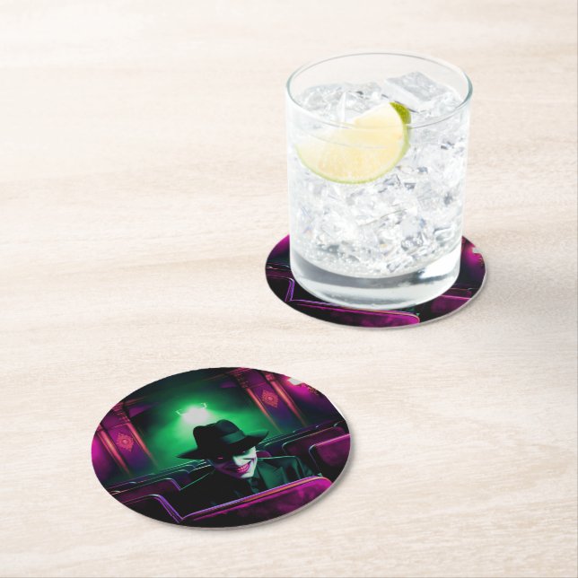 Posavasos Redondo De Papel ¡Hombre espeluznante en el teatro! (In situ)