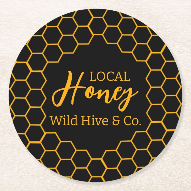 Posavasos Redondo De Papel Honeycomb – Black or White Background (Anverso)