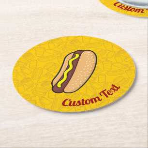 Posavasos Redondo De Papel Hotdog Round Paper Coaster