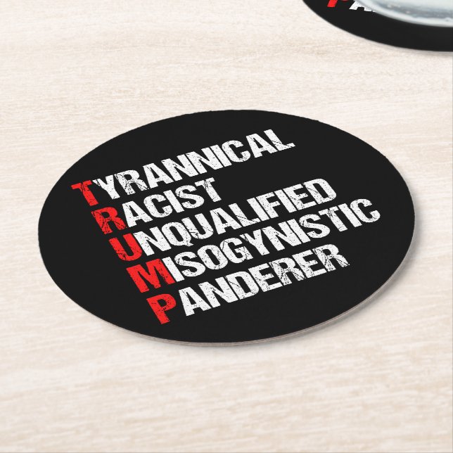 Posavasos Redondo De Papel Humor político gracioso contra Trump (En perspectiva)