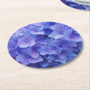 Posavasos Redondo De Papel Hydrangea azul