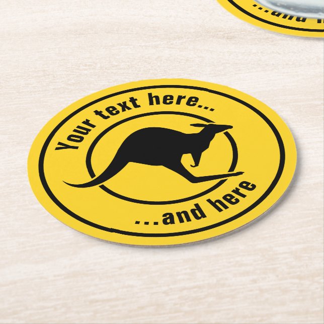 Posavasos Redondo De Papel Icono de canguro (En perspectiva)