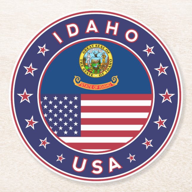 Posavasos Redondo De Papel Idaho, Idaho USA, Idaho sticker (Anverso)