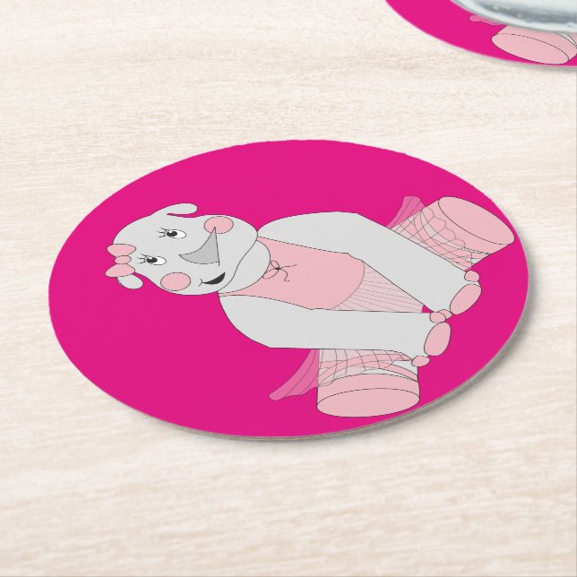 Posavasos Redondo De Papel illusima Ballerina Rhino (En perspectiva)