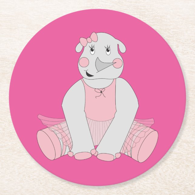 Posavasos Redondo De Papel illusima Ballerina Rhino (Anverso)