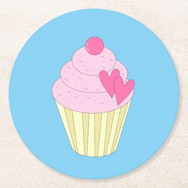 Posavasos Redondo De Papel ilusión azul (Anverso)