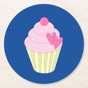 Posavasos Redondo De Papel ilusión azul oscuro