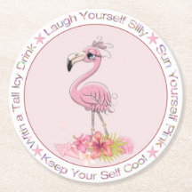 Ilustracion acuarela rosa Flamingo Divertido