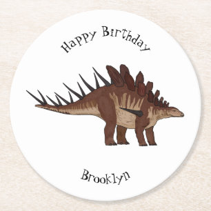 Posavasos Redondo De Papel ilustración de Kentrosaurus de dibujos animados