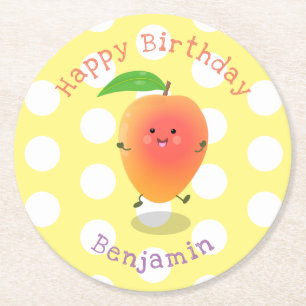 Posavasos Redondo De Papel Ilustracion de personalizado amarillo de mango ale