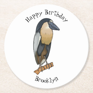 Posavasos Redondo De Papel Ilustracion de personalizado de aves de garza