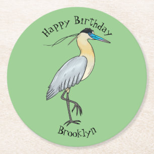 Posavasos Redondo De Papel Ilustracion de personalizado de aves de garza