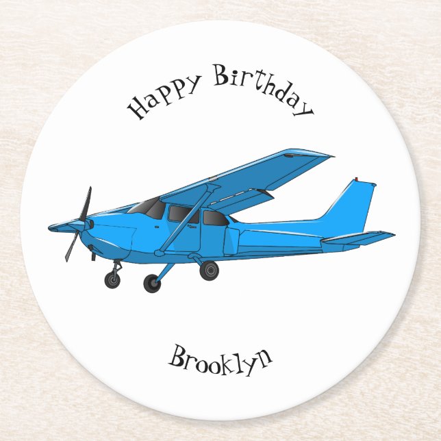 Posavasos Redondo De Papel Ilustracion de personalizado de aviones (Anverso)