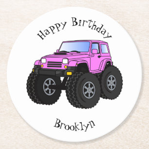 Posavasos Redondo De Papel Ilustracion de personalizado de camiones gigantes