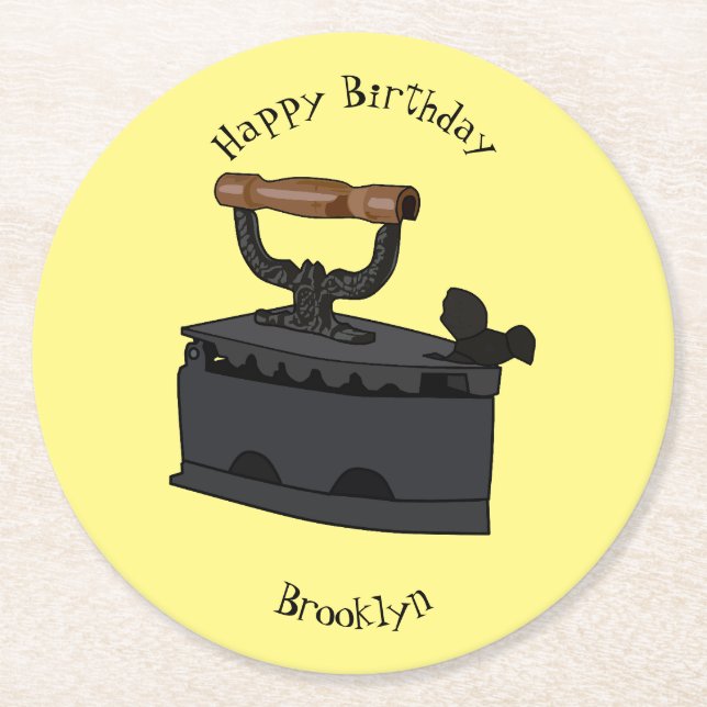 Posavasos Redondo De Papel Ilustracion de personalizado de carbón vegetal (Anverso)