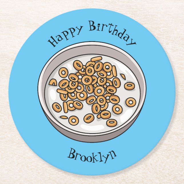 Posavasos Redondo De Papel Ilustracion de personalizado de cereales (Anverso)