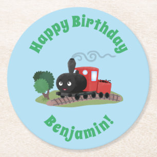Posavasos Redondo De Papel Ilustracion de personalizado de locomotora de trac