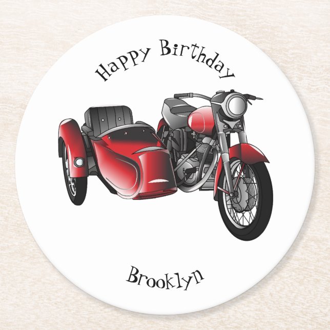 Posavasos Redondo De Papel Ilustracion de personalizado de motocicletas Sidec (Anverso)