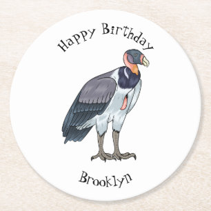 Posavasos Redondo De Papel Ilustracion de personalizado de pájaro buitre rey