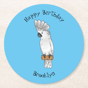Posavasos Redondo De Papel Ilustracion de personalizado de pájaro de paraguas