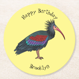 Posavasos Redondo De Papel Ilustracion de personalizado de pájaros ibis de ca