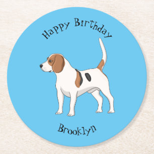 Posavasos Redondo De Papel Ilustracion de personalizado de perro Beagle