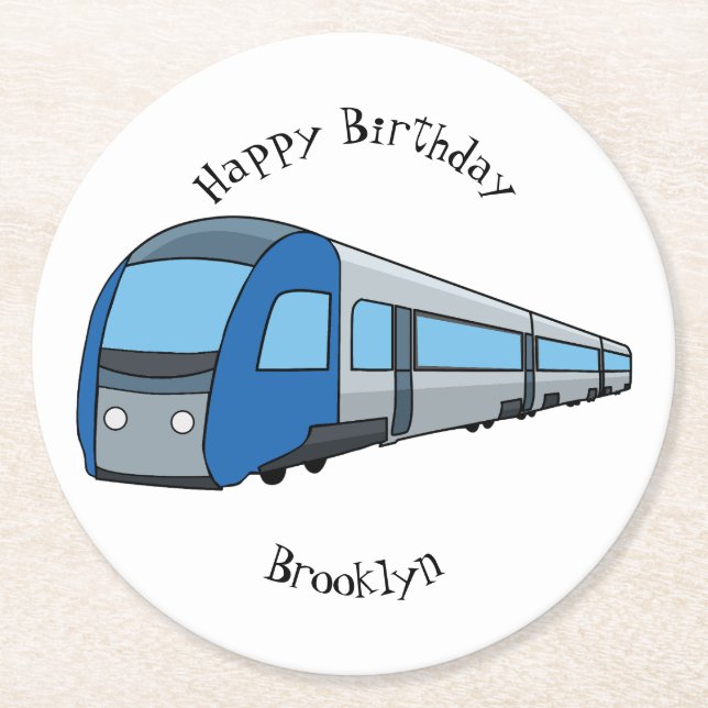 Posavasos Redondo De Papel Ilustracion de personalizado de trenes eléctricos (Anverso)