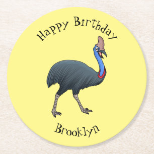 Posavasos Redondo De Papel Ilustracion feliz de personalizado de aves en casc