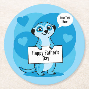 Posavasos Redondo De Papel Ilustración personalizada del Día del Padre de sur