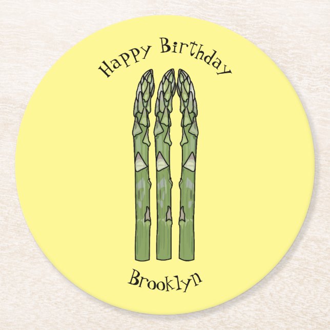 Posavasos Redondo De Papel Ilustracion personalizado Asparagus (Anverso)