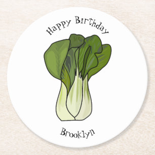 Posavasos Redondo De Papel Ilustracion personalizado Bok choy