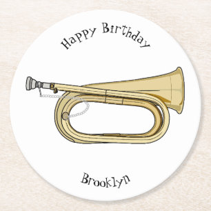 Posavasos Redondo De Papel Ilustracion personalizado Bugle