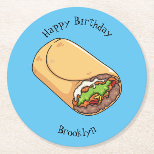 Posavasos Redondo De Papel Ilustracion personalizado Burrito