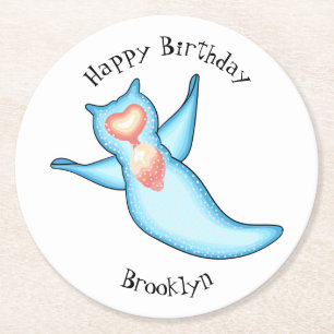 Posavasos Redondo De Papel Ilustracion personalizado de ángel de mar