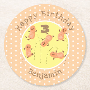 Posavasos Redondo De Papel Ilustracion personalizado de cacahuetes de puenteo