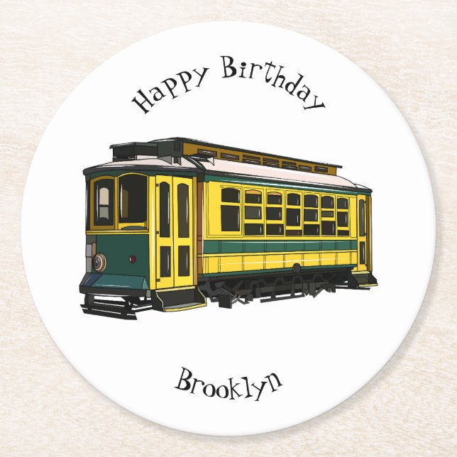 Posavasos Redondo De Papel Ilustracion personalizado de carrito de Mata (Anverso)