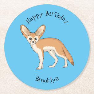 Posavasos Redondo De Papel Ilustracion personalizado de Fennec fox